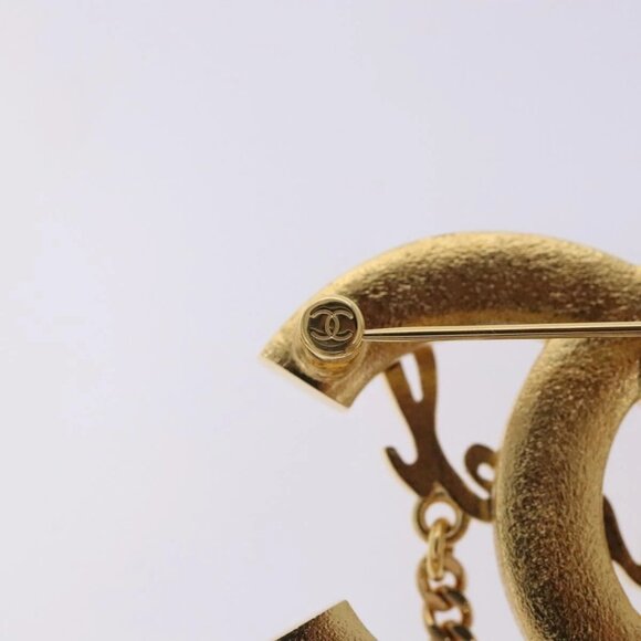 CHANEL COCO Mark Brooch metal Gold CC Auth BA4087M - Picture 11 of 13